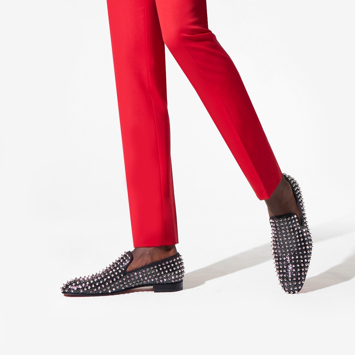 Christian Louboutin Dandelion Studded Grosgrain-trimmed Velvet Loafers In Black