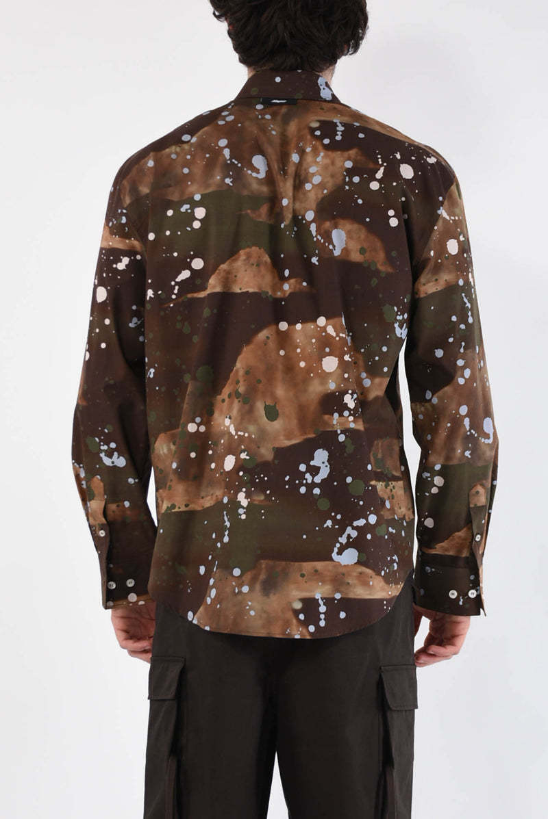 Msgm Paint Splatter-print Cotton Shirt