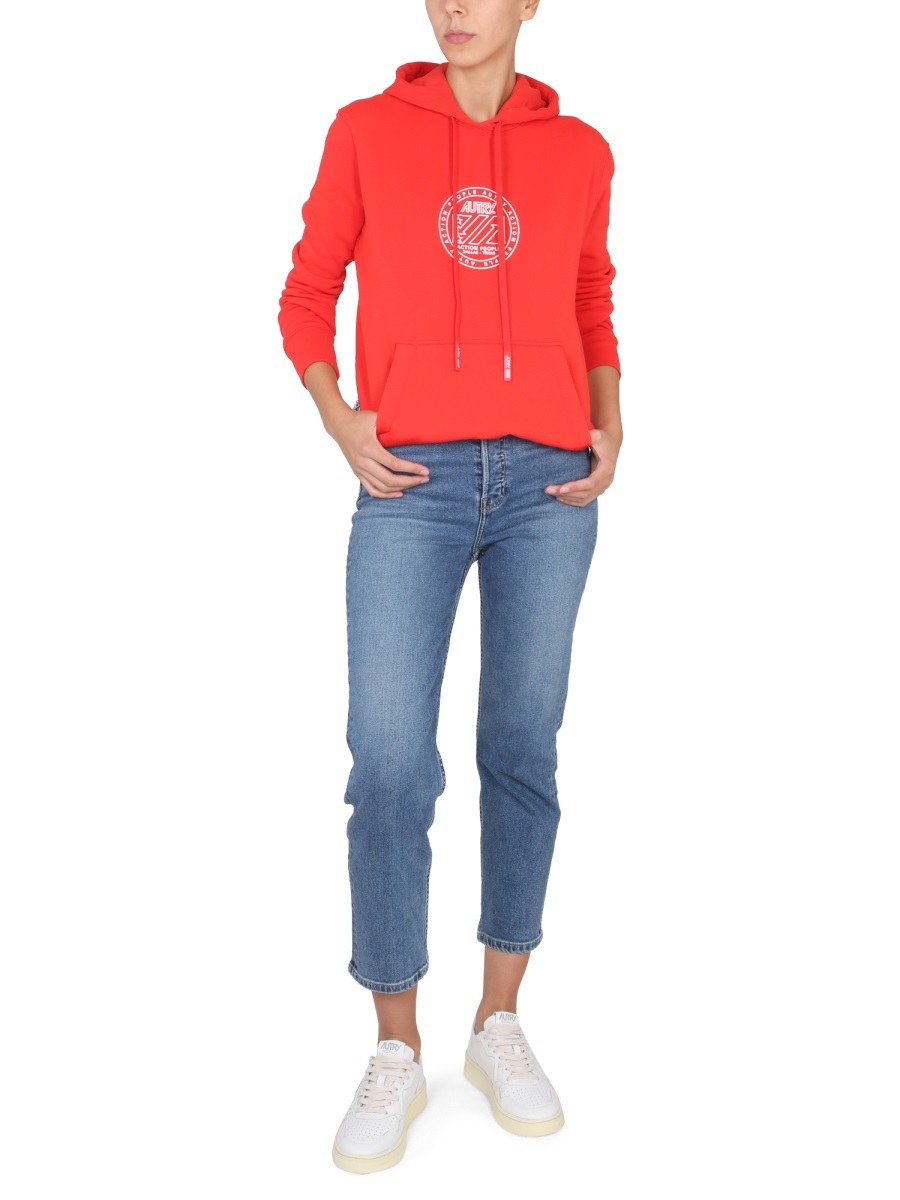 Autry Knitwear With Drawstring Hood And Kangaroo Pocket In Orange