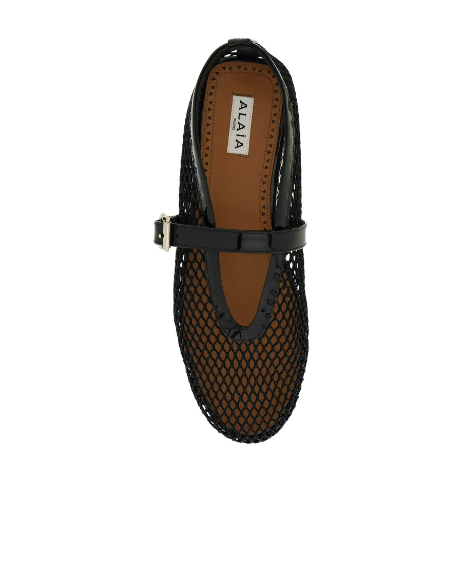 Shop Alaïa Fishnet Ballerina Flats In Black