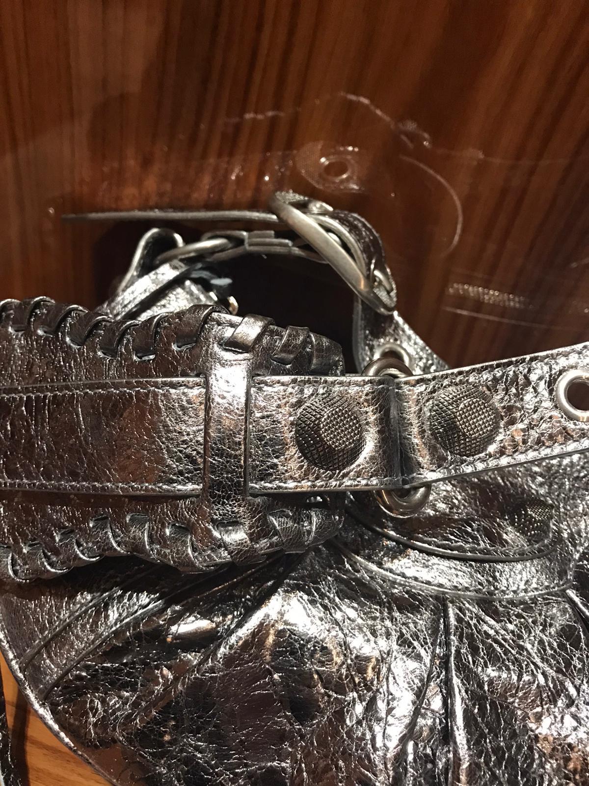 Balenciaga Green Leather Shoulder Handbag With Magnetic Closure And Metal Details In Gray
