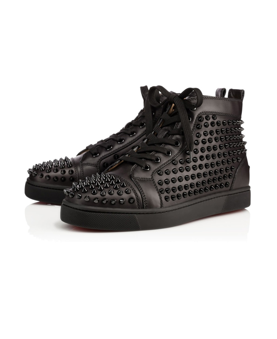 Christian Louboutin Louis Spikes Riveted Casual Sports Shoes In Black