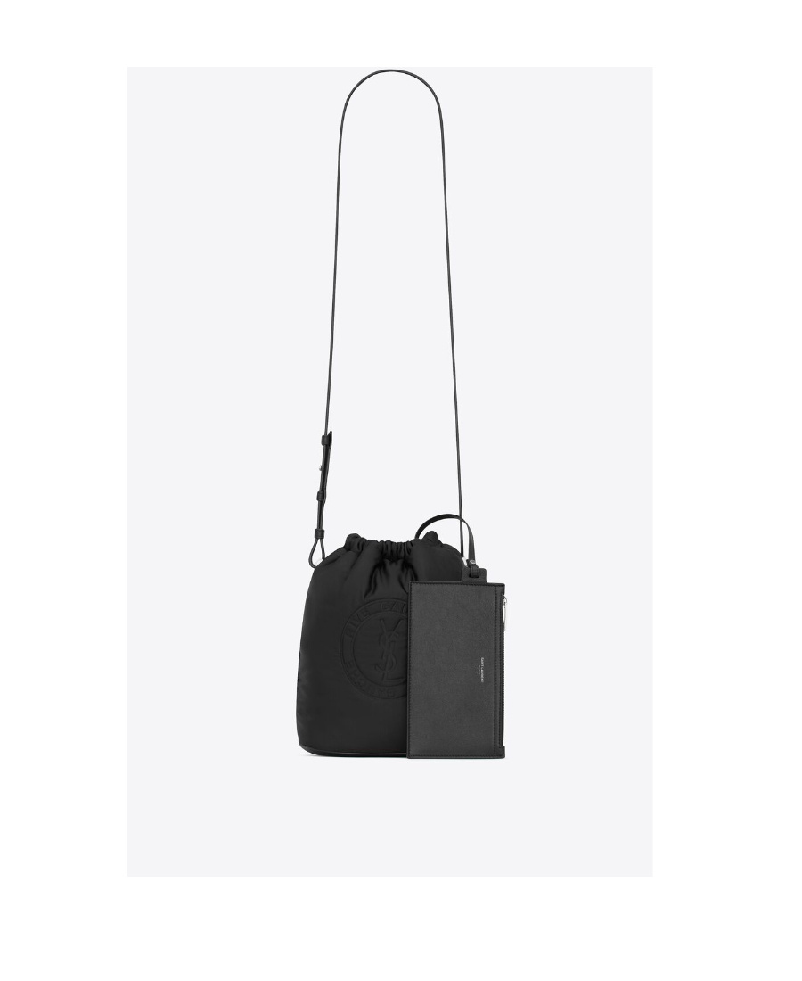 Saint Laurent Logo-debossed Bucket Bag In Black