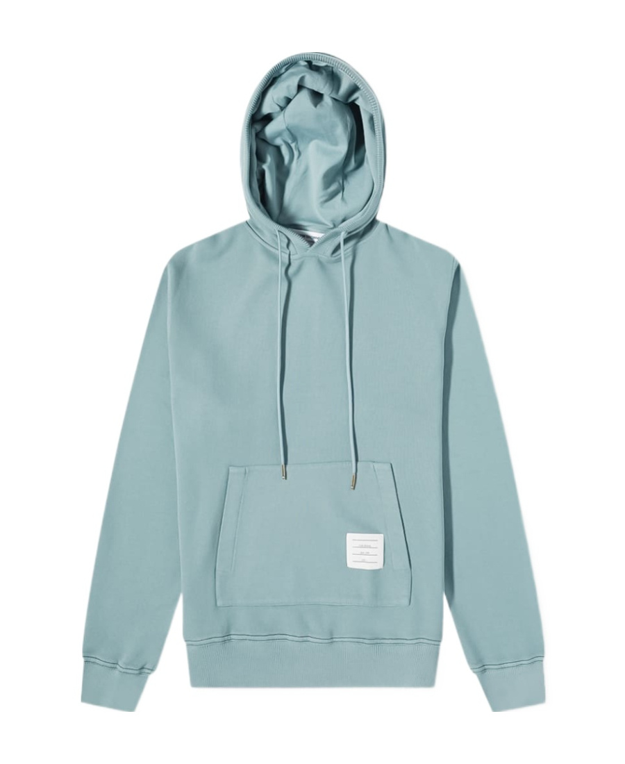 THOM BROWNE LOGO-PATCH DRAWSTRING HOODIE