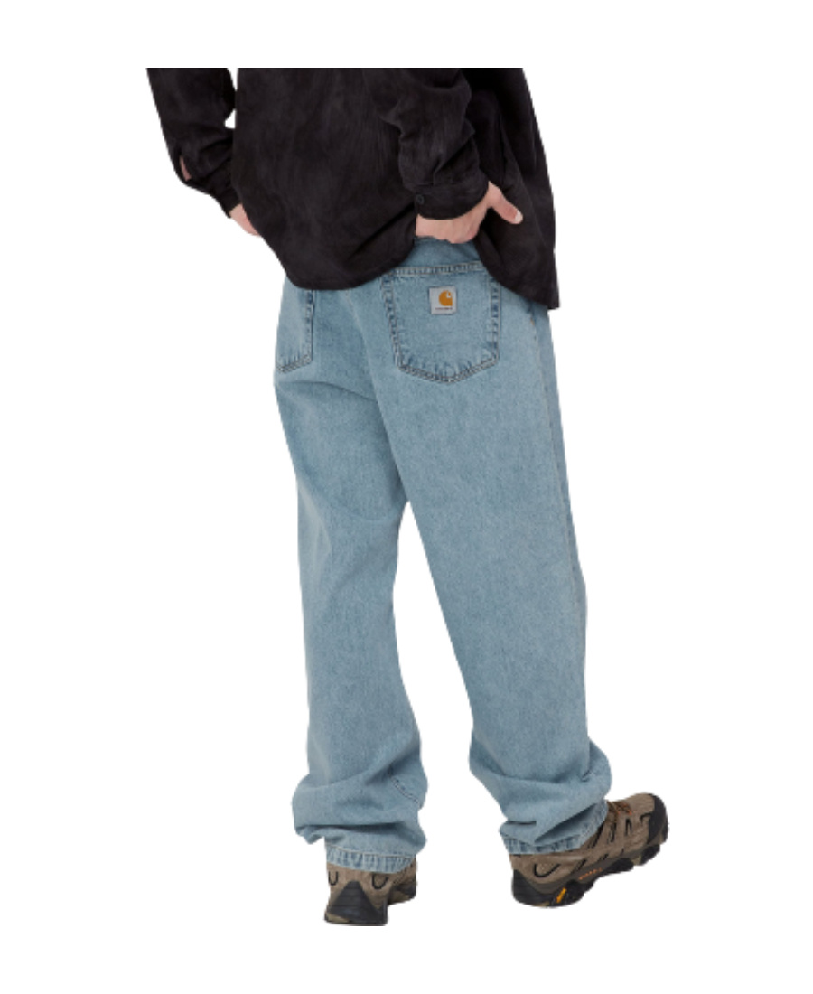 Carhartt Wide Leg Cotton Blend Denim Trousers In Blue