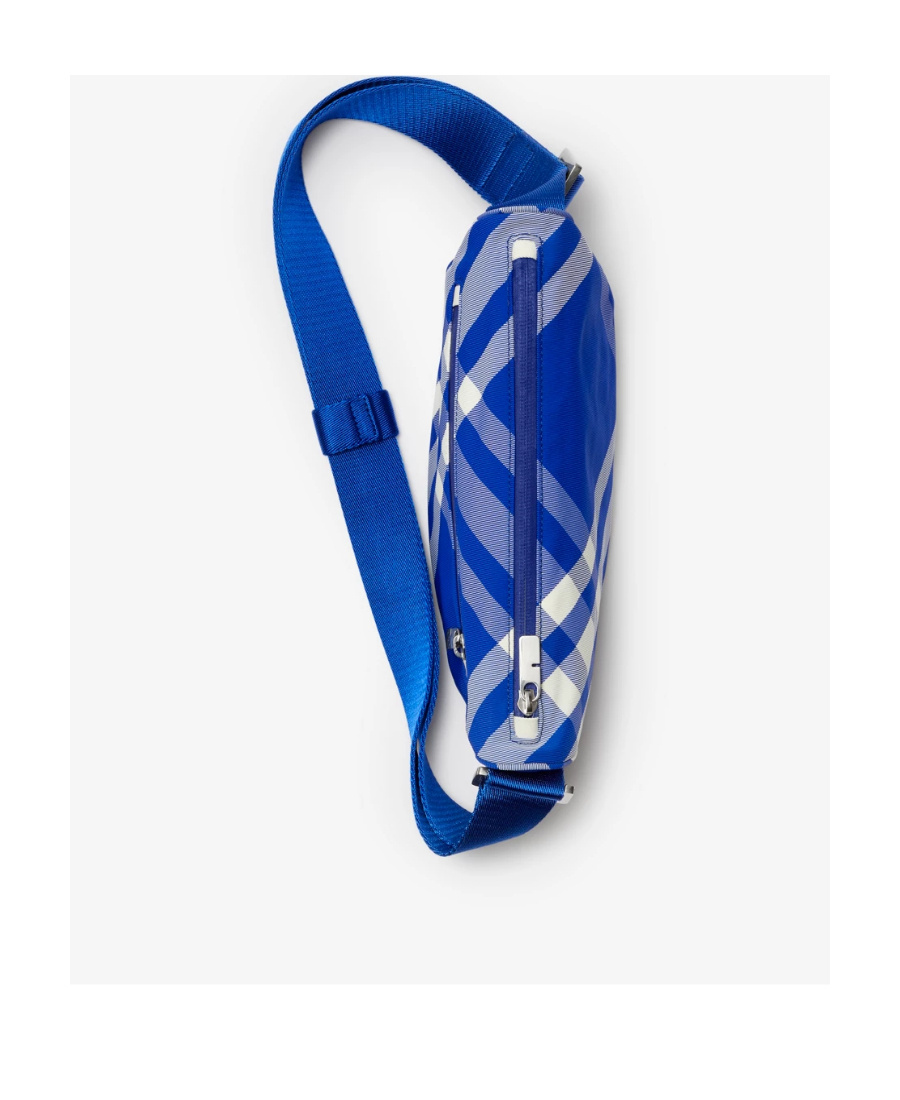 Burberry Shield Check Faux Leather Crossbody Bag In Blue