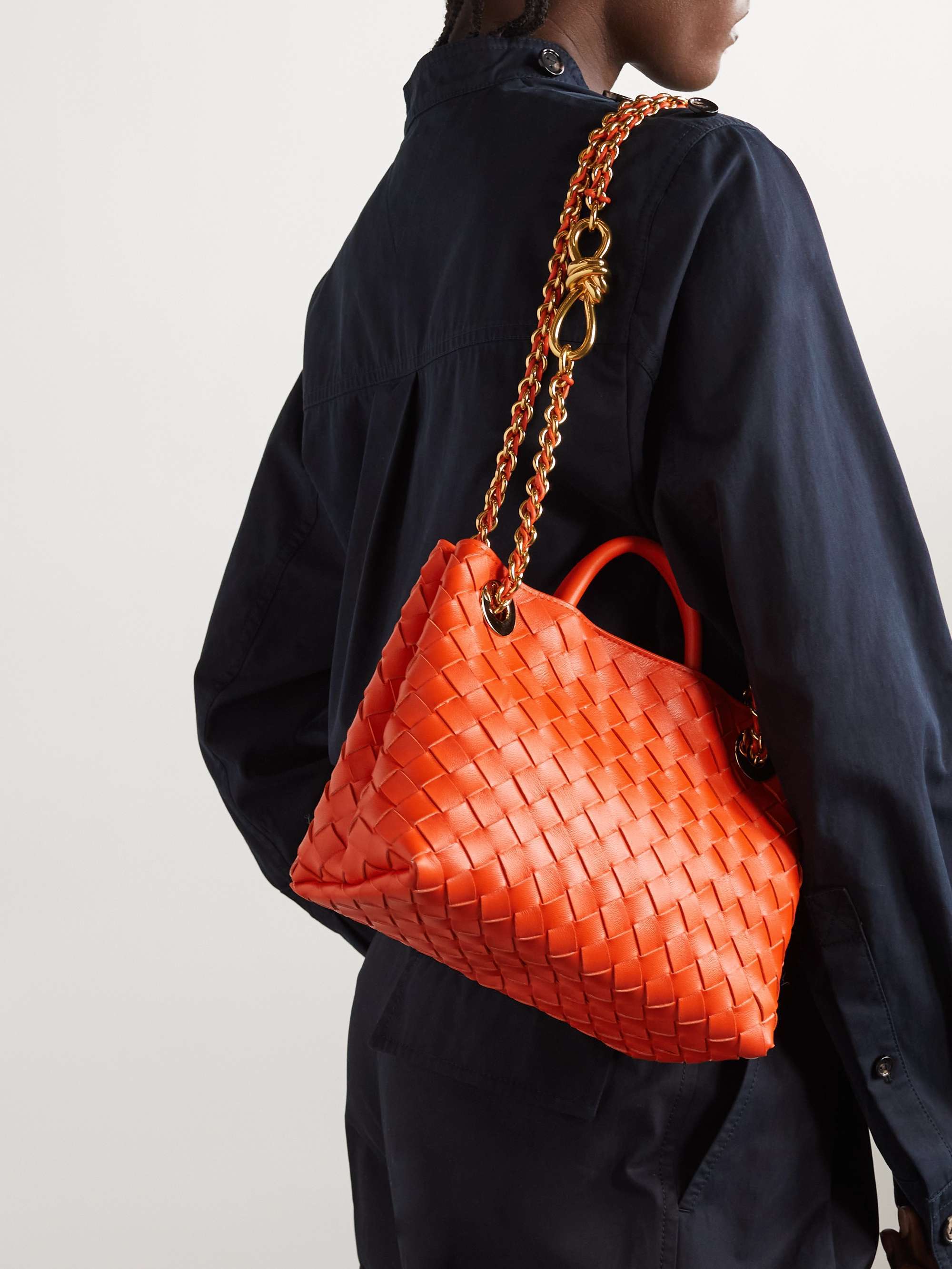 Bottega Veneta Small Andiamo Shoulder Bag With Chain Strap In Red
