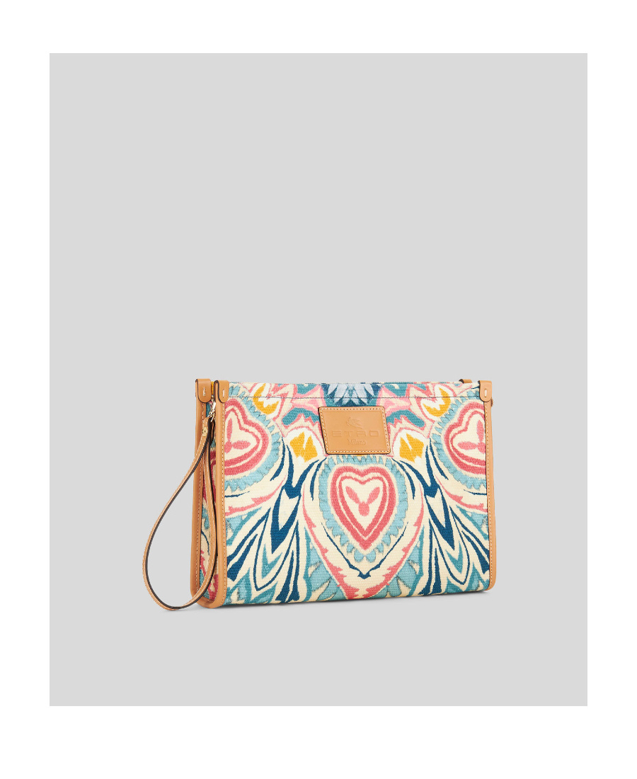 Etro Paisley-print Logo Clutch Bag In Multicolor
