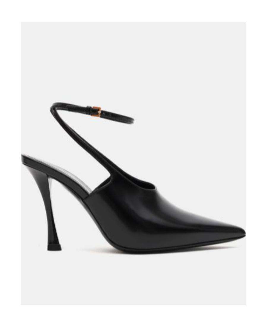 Givenchy Show Kitten-heel Slingback Leather Pumps In Black