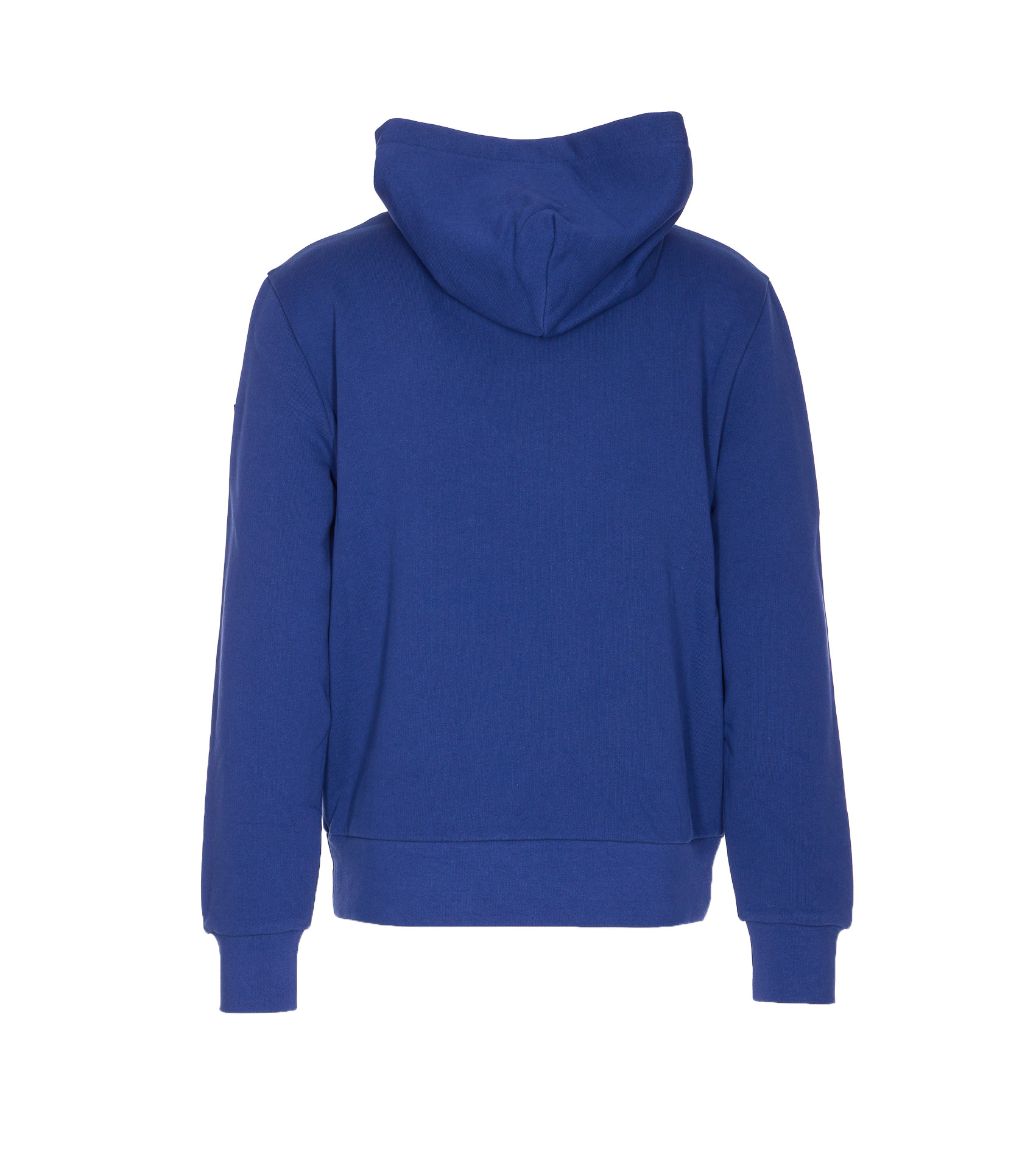 Moncler Embroidered Mountain Logo Cotton Hoodie In Blue