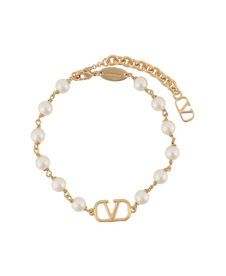 Valentino Vlogo Signature Pearl Bracelet In Yellow