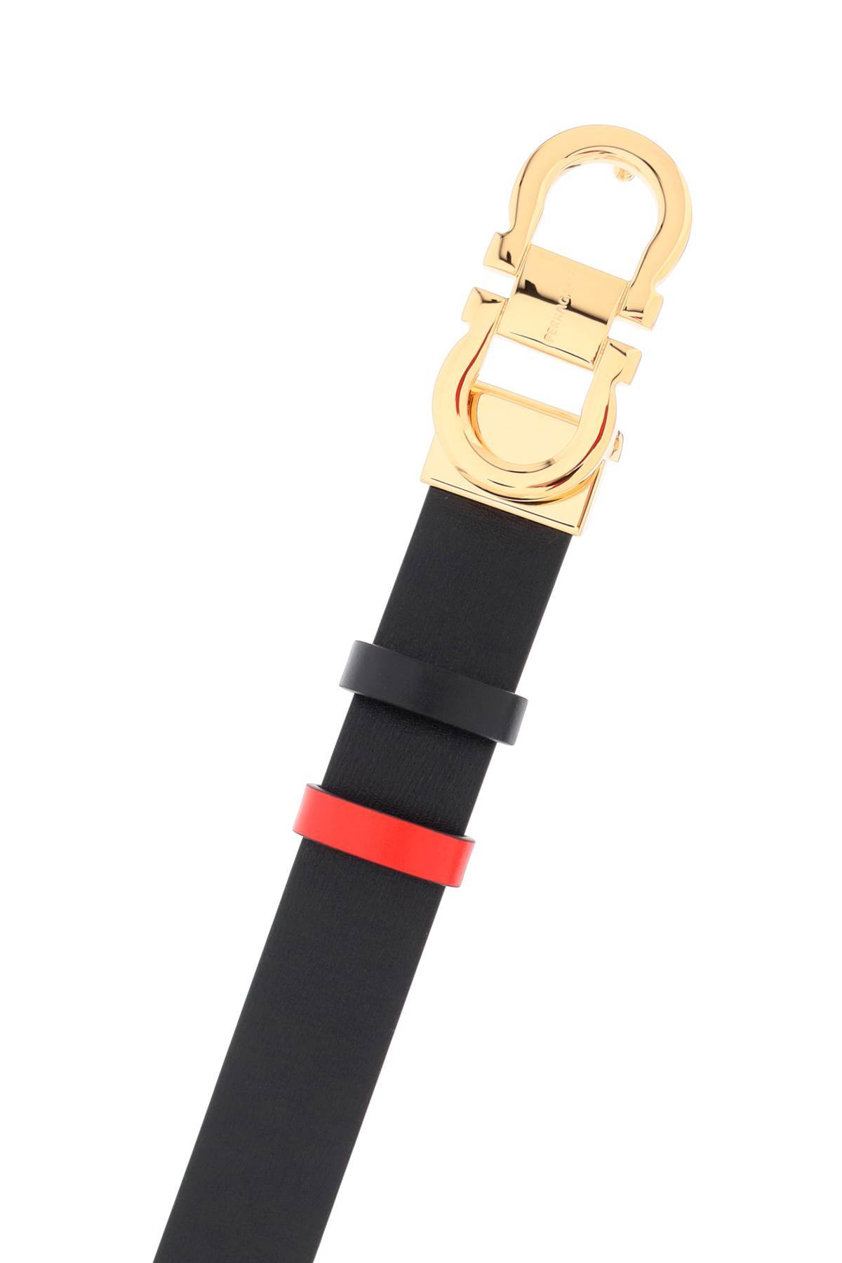 Ferragamo Smooth Leather Reversible Gancini Belt In Black