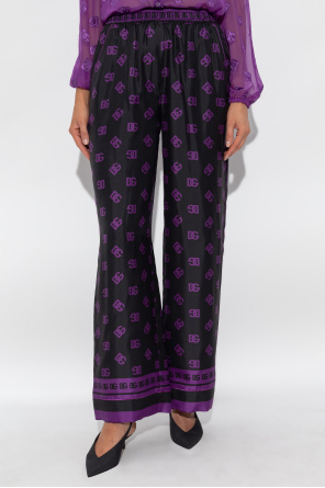 Dolce & Gabbana Silk Trousers In Purple