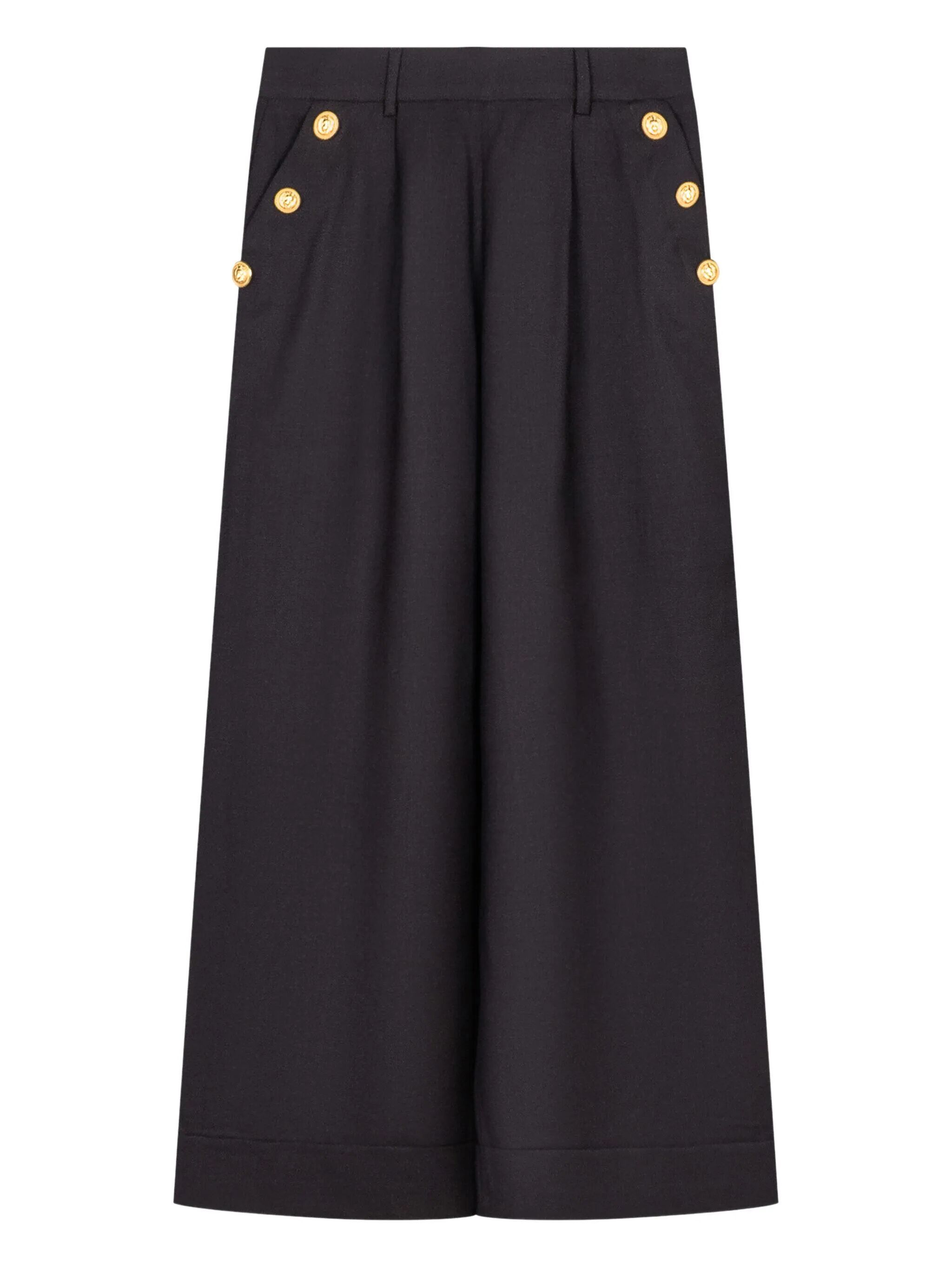 Balmain Gold-button Pleated Trousers In Black