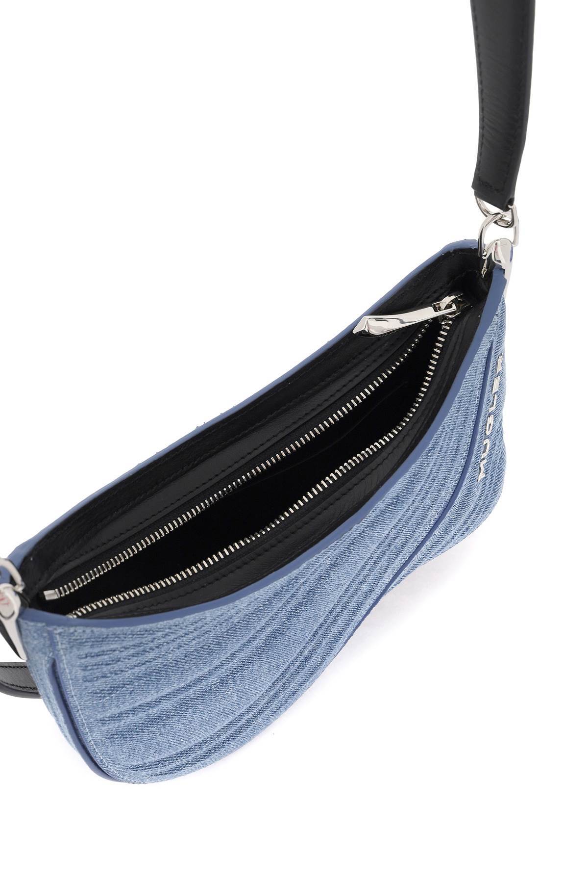 Mugler Women's Small Denim Spiral Curve 01 Shoulder Bag In Blue
