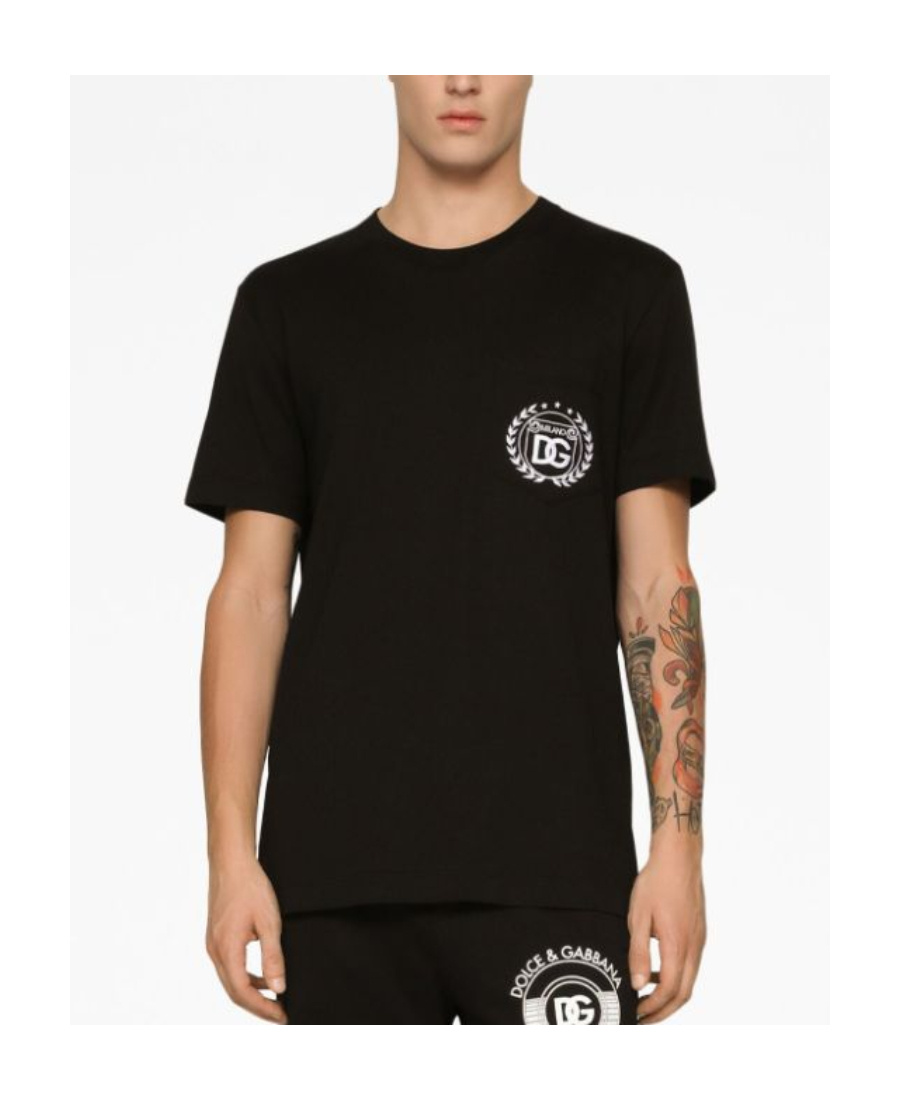 Dolce & Gabbana Crew-neck Pocket T-shirt In Soft Cotton In Black