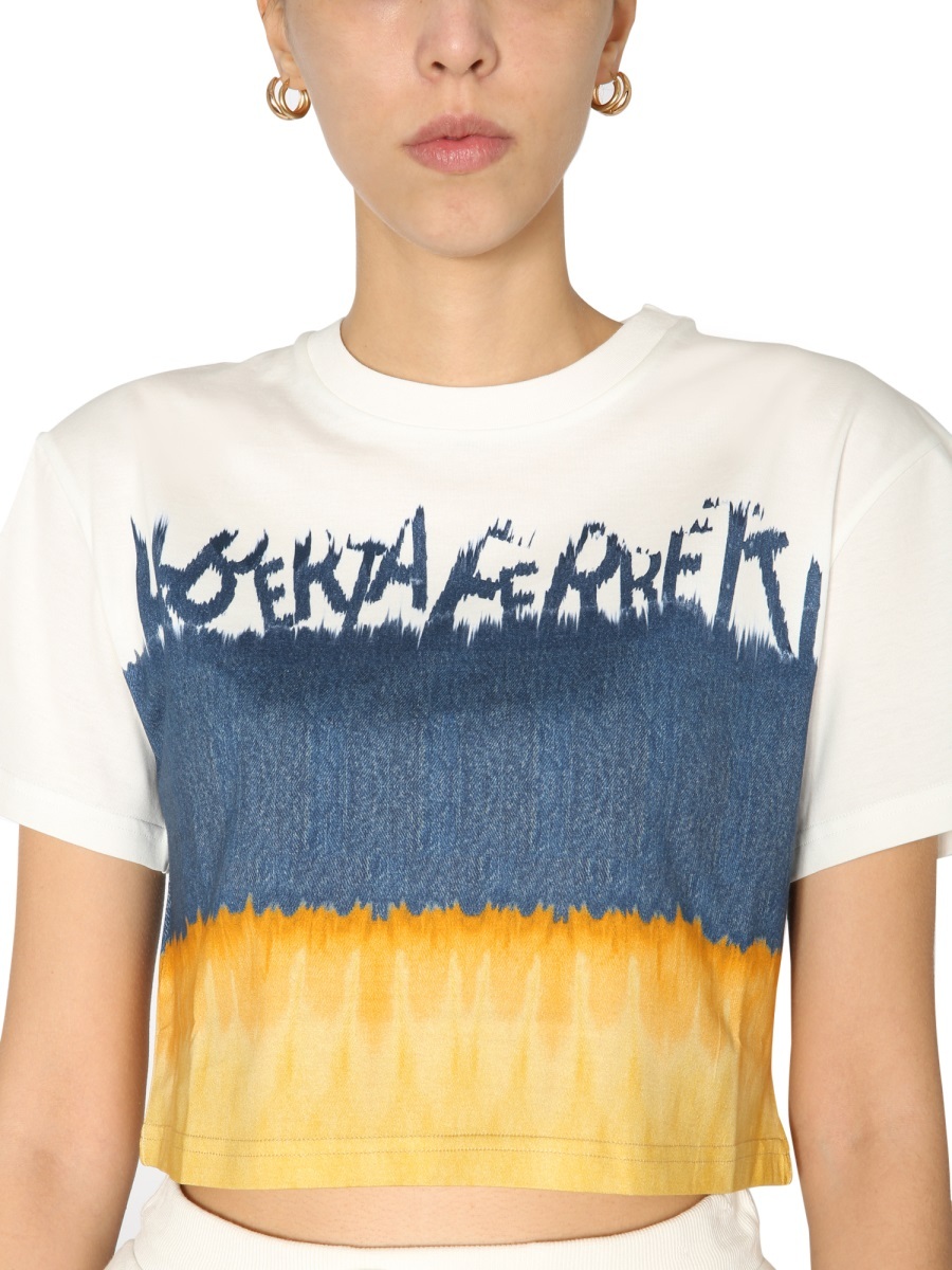 Alberta Ferretti Tie-dye Print Cotton T-shirt In Multicolor