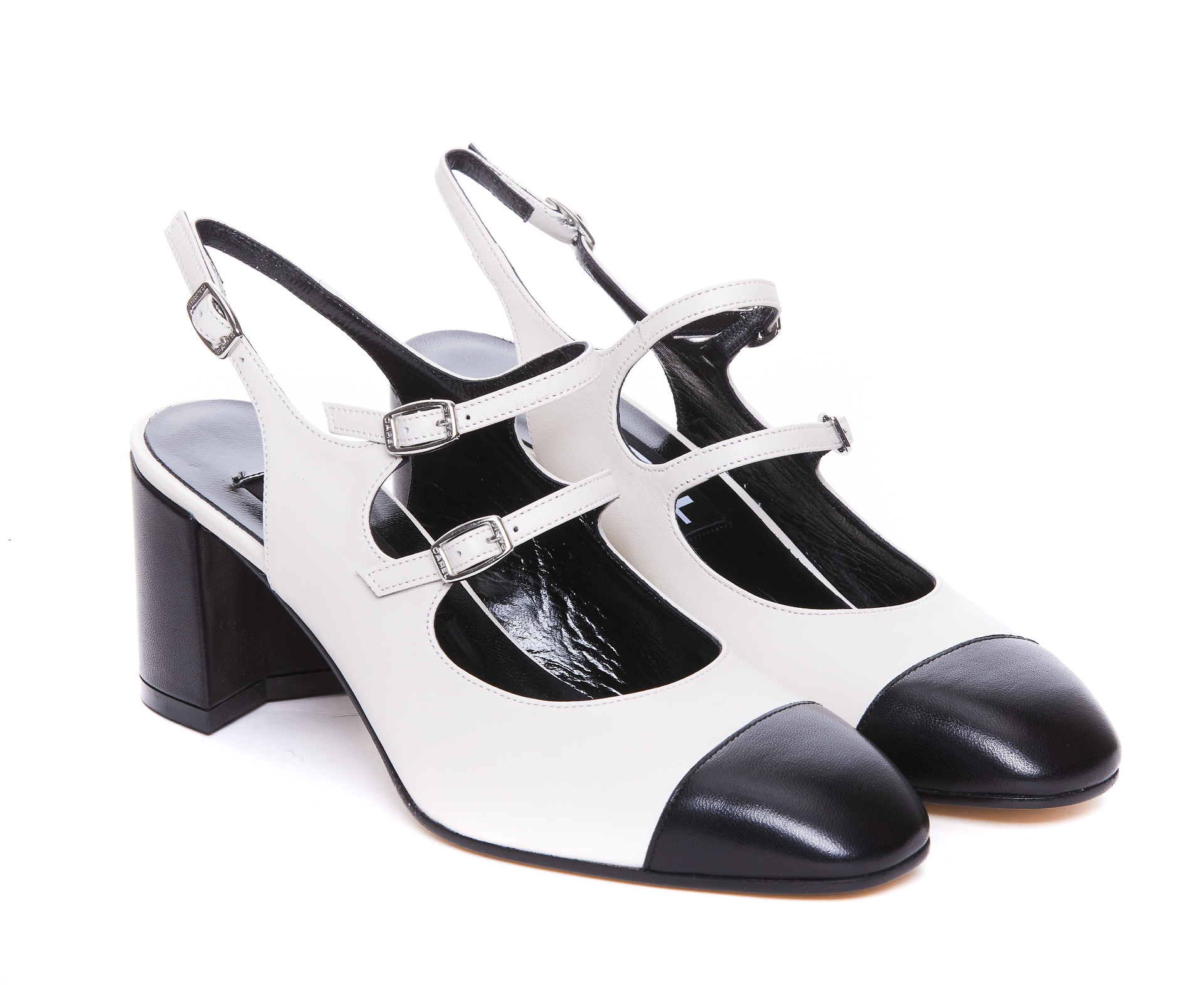 Shop Carel Paris Carel Triple Strap Block Heel Pumps In White
