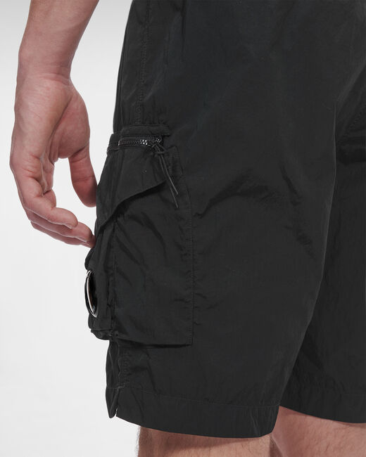 C.p. Company Logo-badge Track Shorts In Black