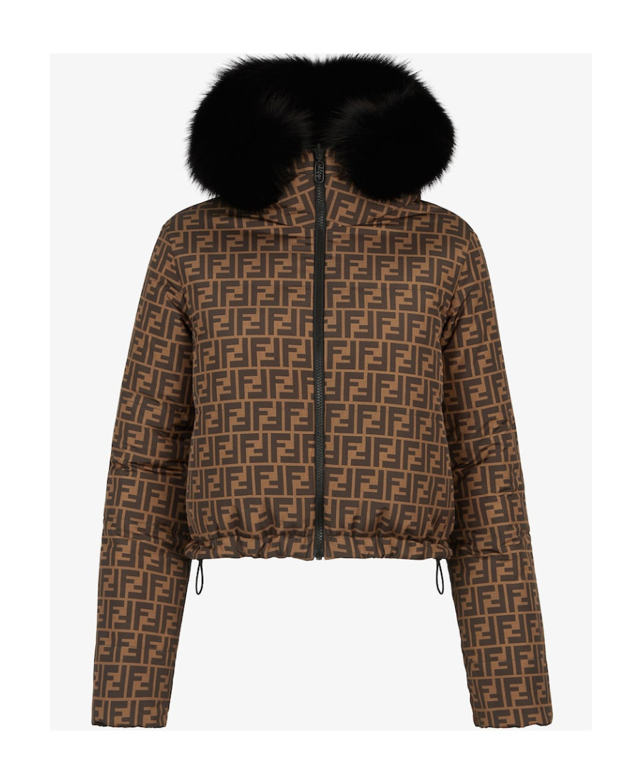 Fendi Wear Woolen Collar Cotton-padded Clothes On Both Sides In Black