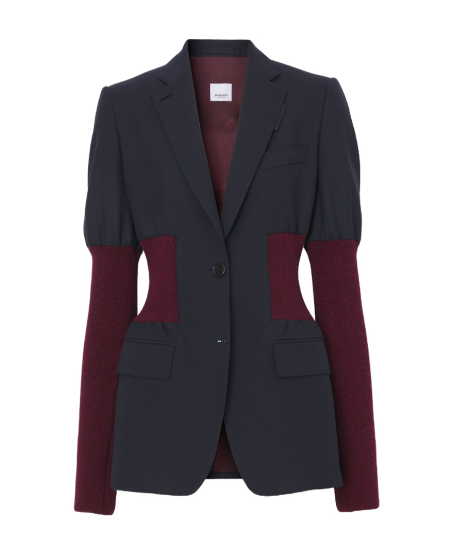 Burberry Wool-panel Fitted Jacket In Black