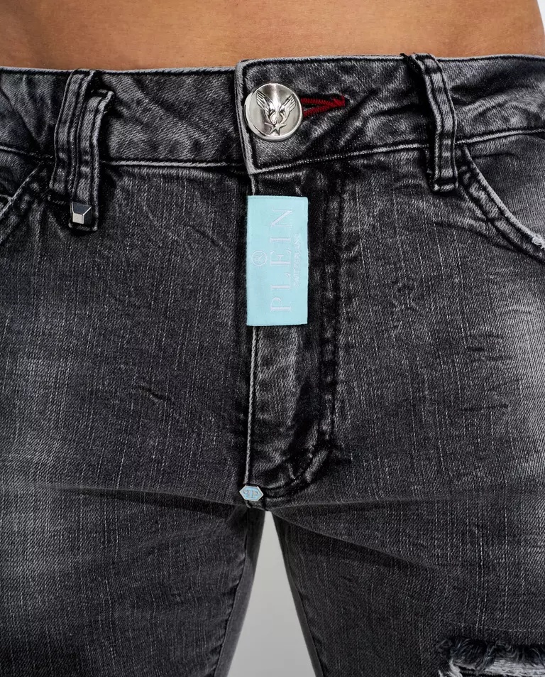 Philipp Plein Belt Loop Jeans In Gray