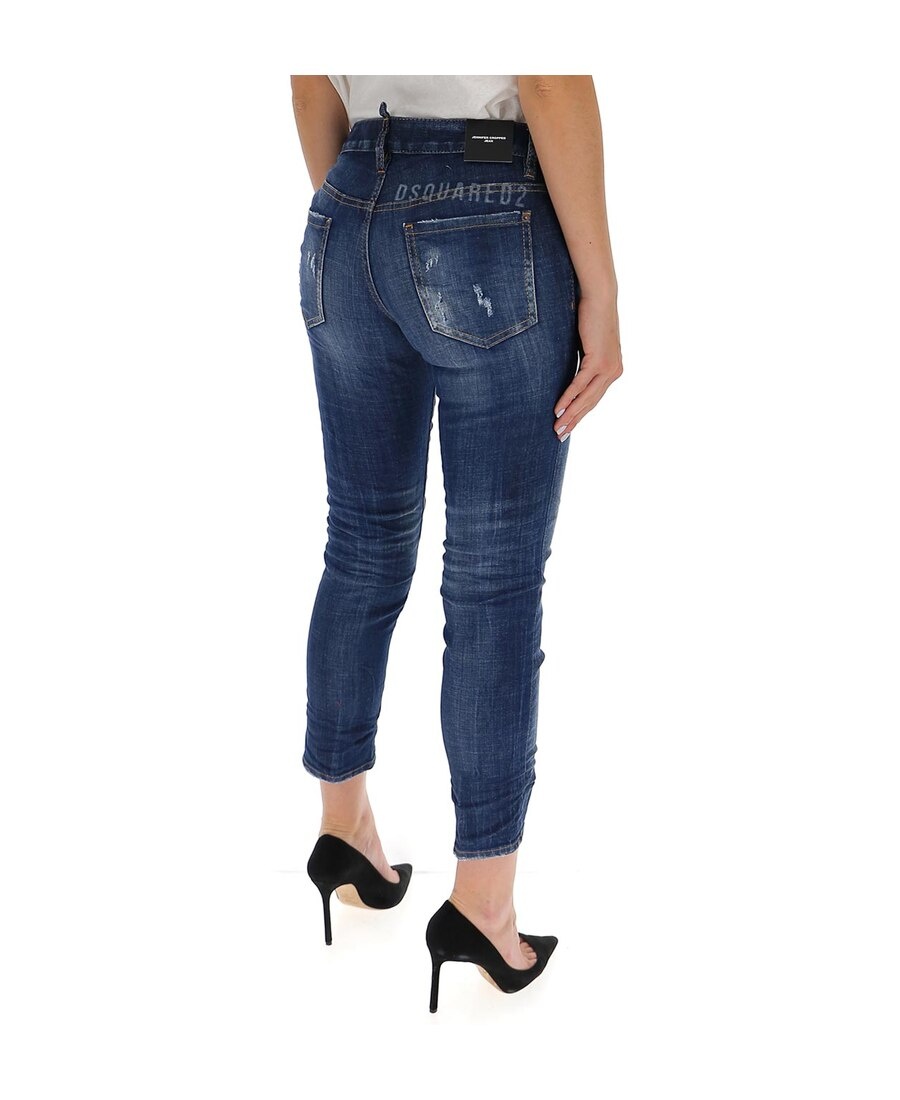 Dsquared2 Distressed Low-rise Jeans In Blue