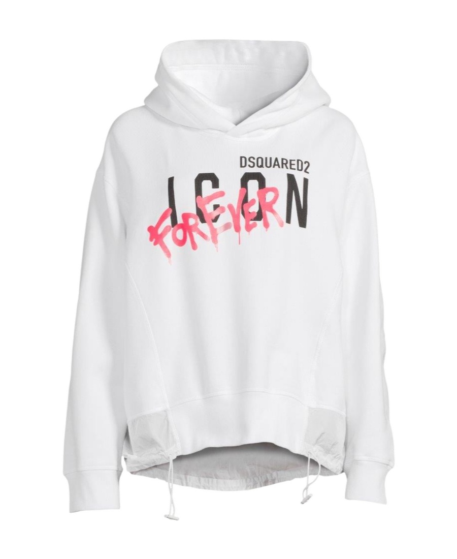 Dsquared2 Long-sleeved Hooded Hoodie In White
