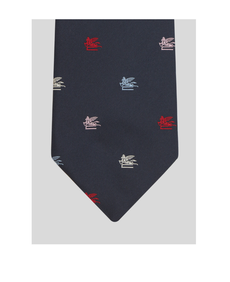 Etro Logo-jacquard Silk Tie In Black