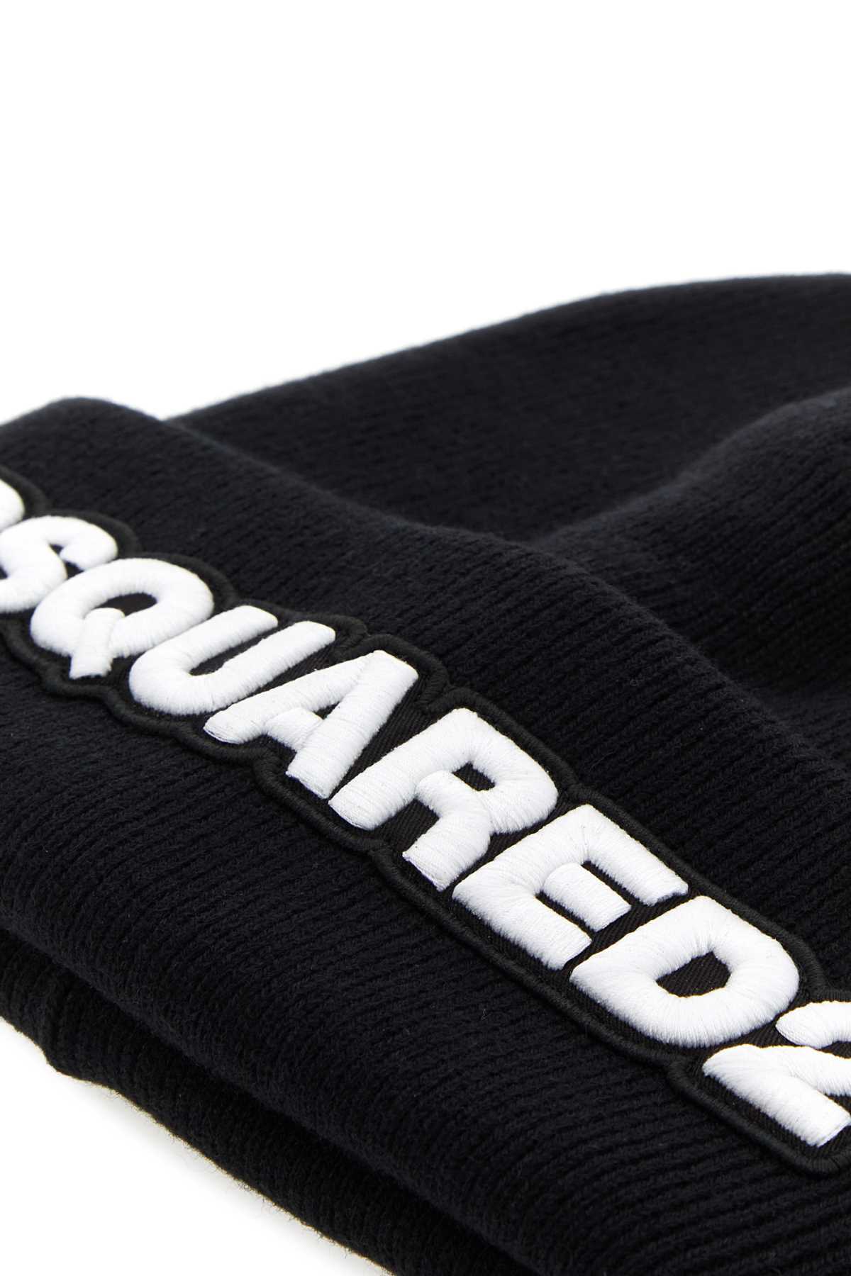 Dsquared2 Wool Logo Hat In Black