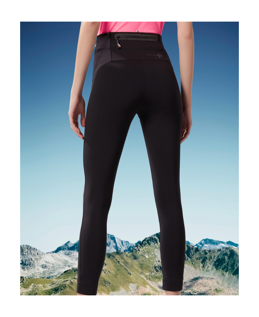 Moncler Brand-embossed Slim-fit High-rise Stretch-woven Leggings In Black