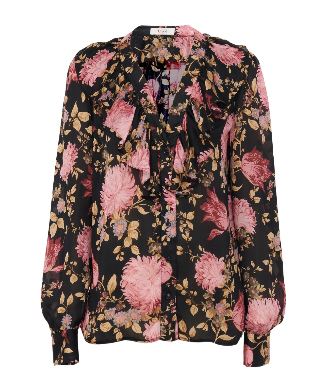 Shop Chloé Ruffled Blouse In Black
