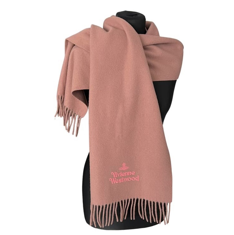 Vivienne Westwood Logo Tassel Scarf In Pink