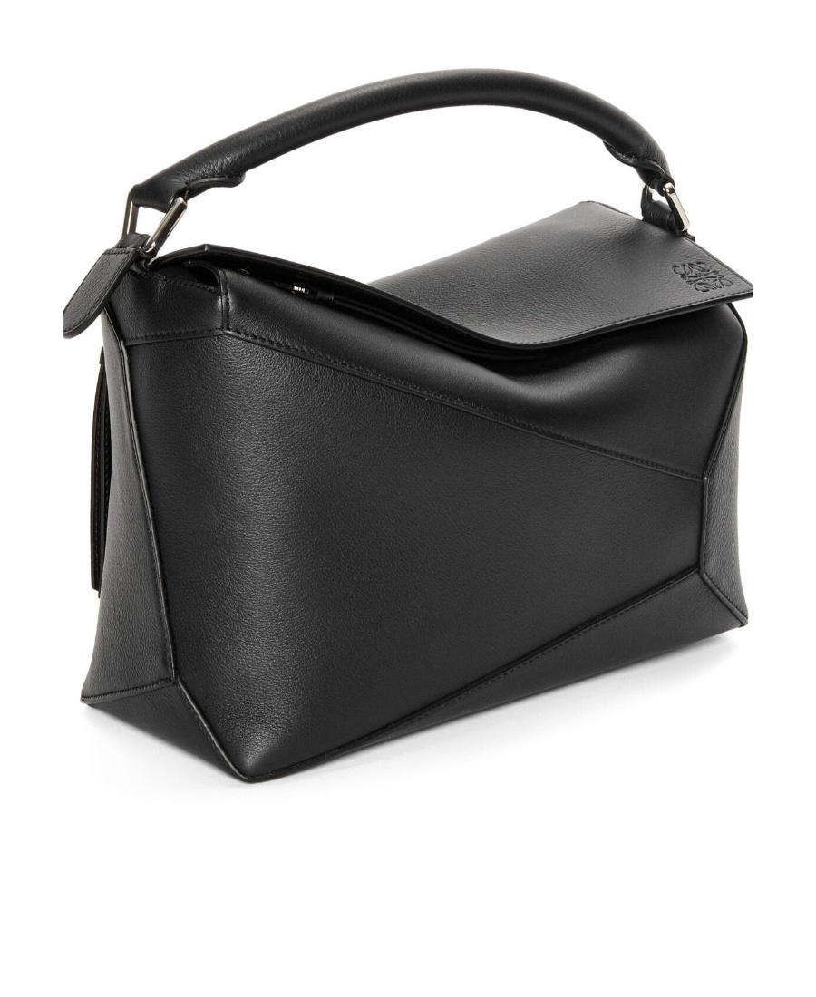 Loewe Small Leather Featherlight Puzzle Top-handle Bag In Black
