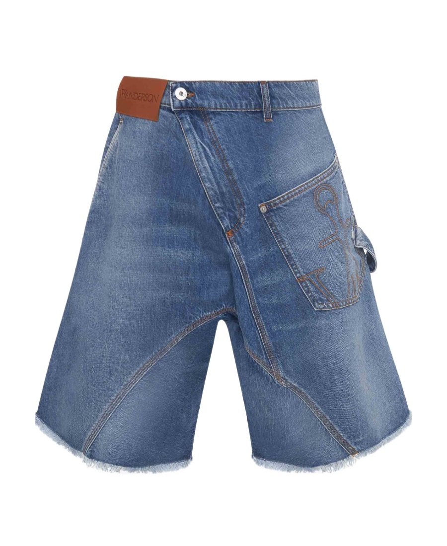 Jw Anderson Twisted Workwear Denim Shorts In Blue