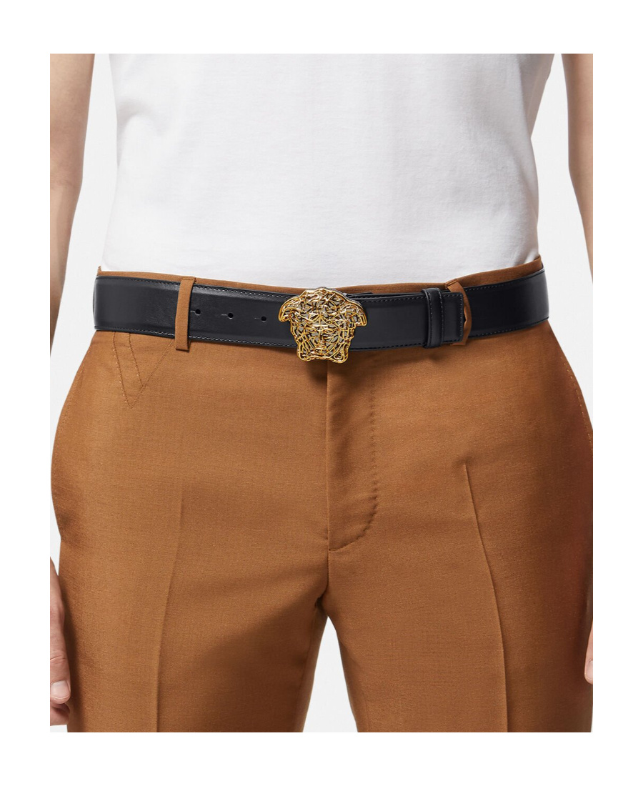 Versace Medusa Head Buckle Belt In Black