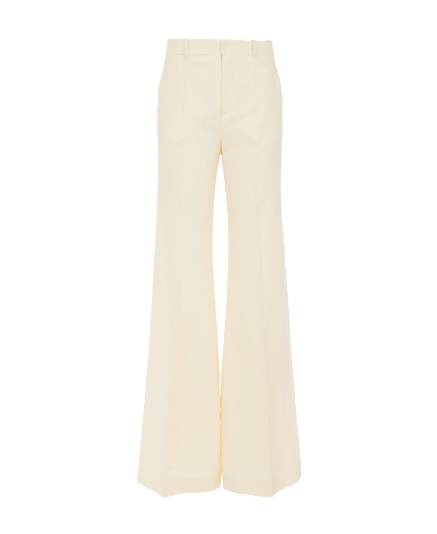 Chloé Wide-leg Linen Trousers In White