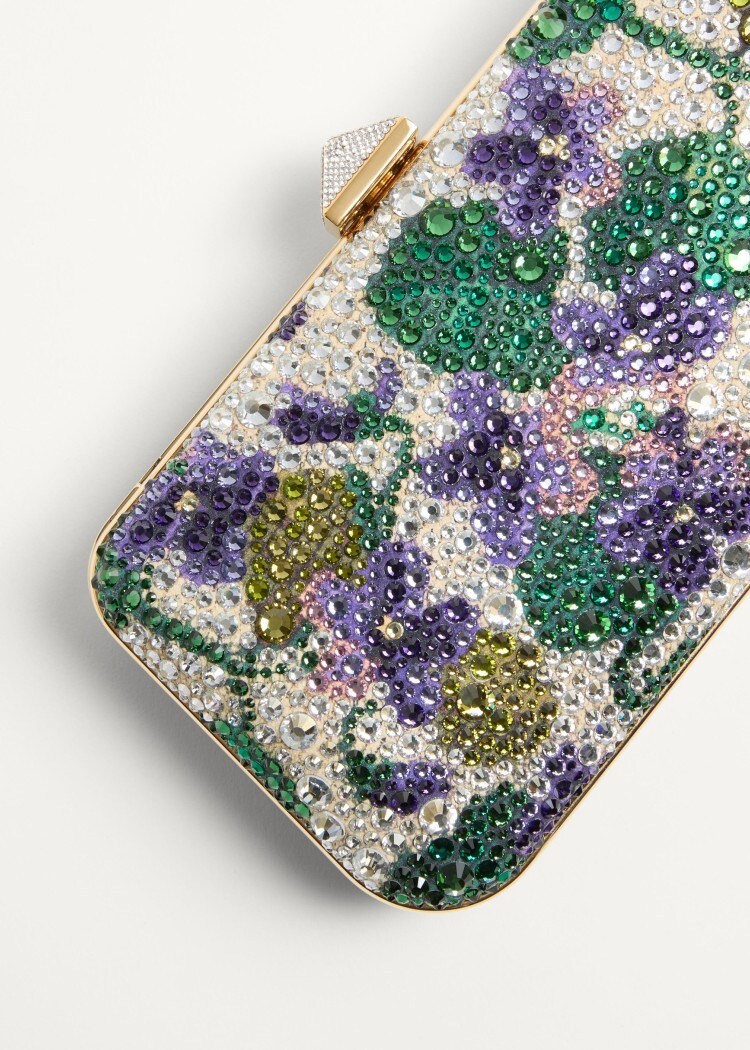 Valentino Carry Secrets Floral Pattern Imitation Diamond Embroidery Handbag In Multi-color