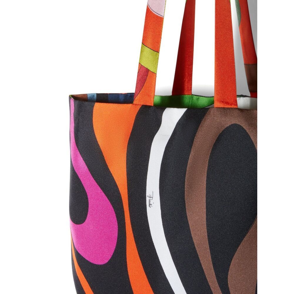 Pucci Gallery Silk Tote Bag In Black