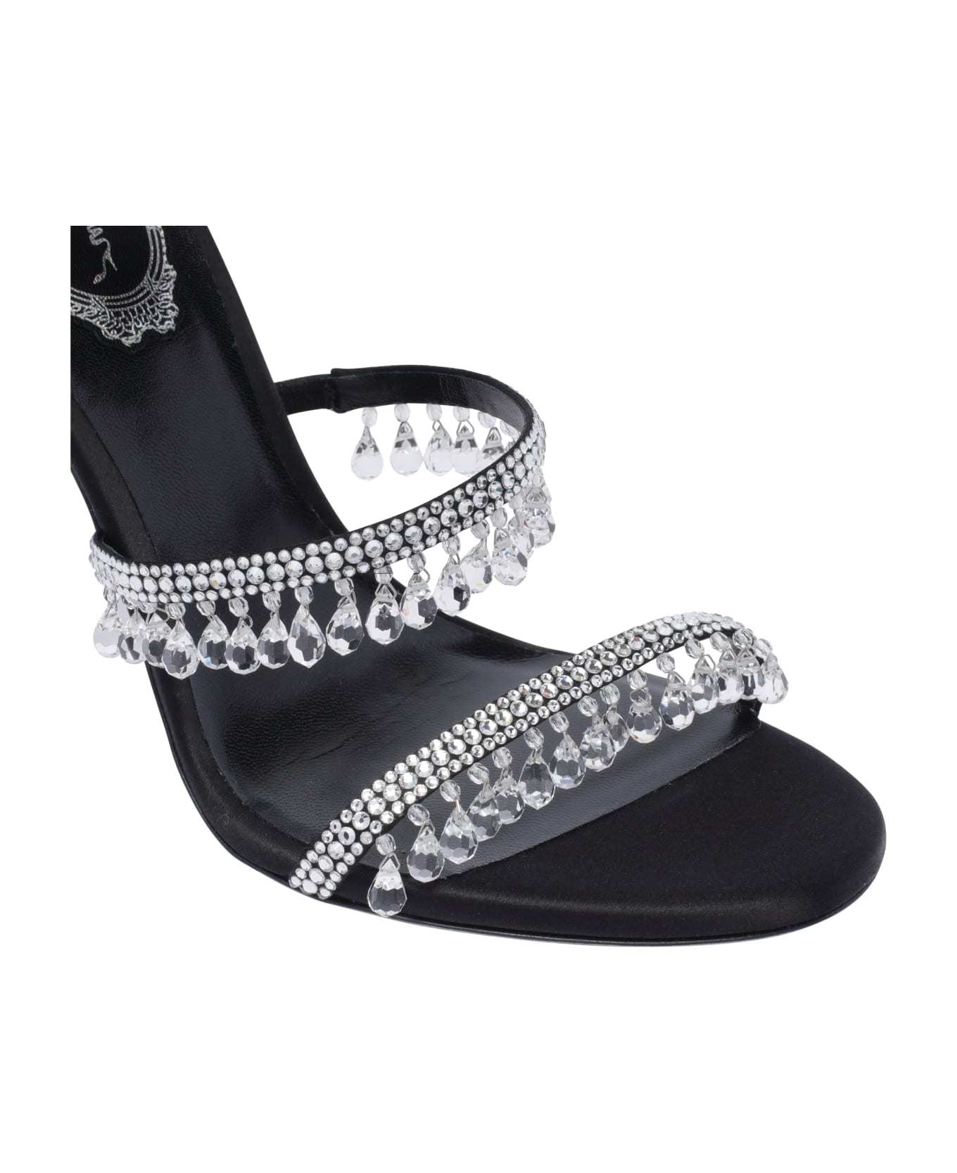 René Caovilla Chandelier 105 Rhinestone Embellished Sandals In White