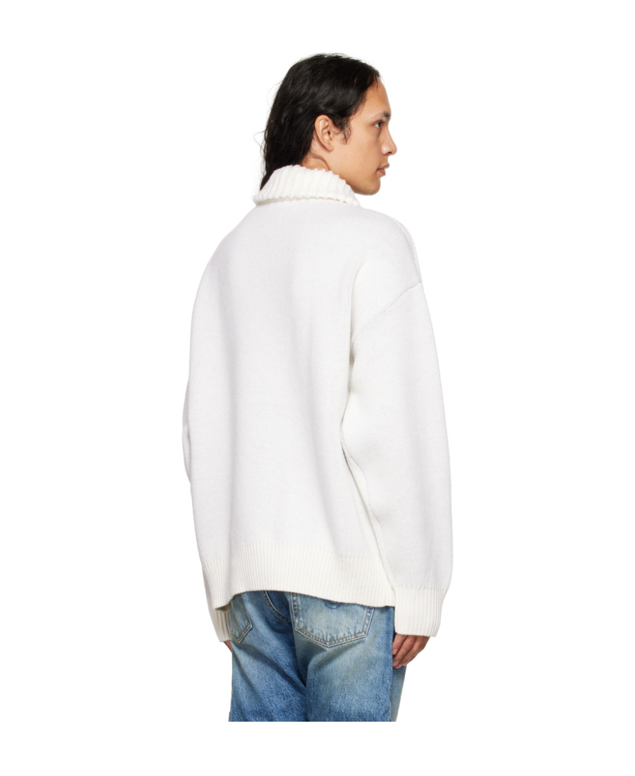 We11 Done Logo Semi-zipper Sweater In White