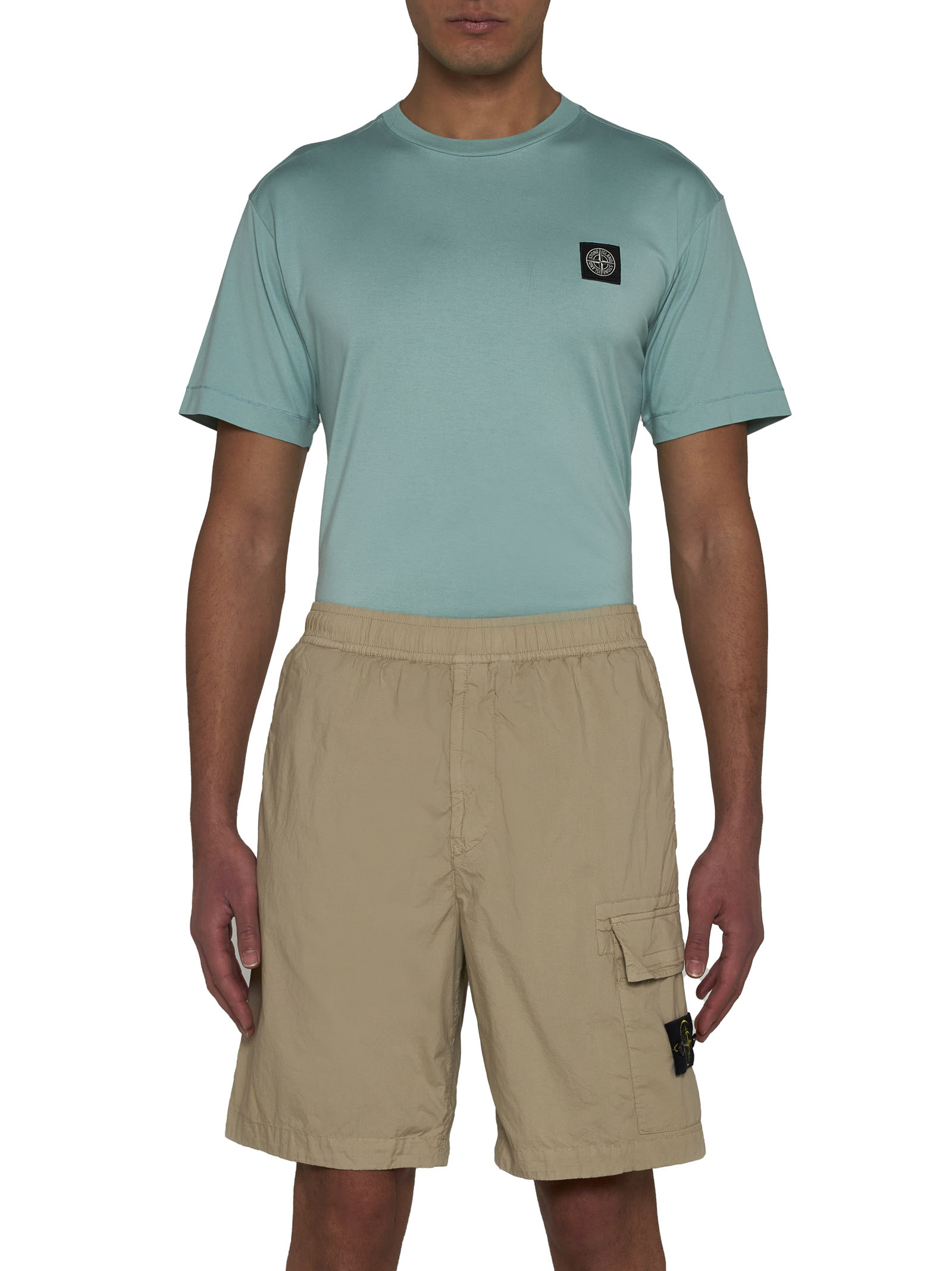 Stone Island Compass-motif Track Cargo Shorts In Nude