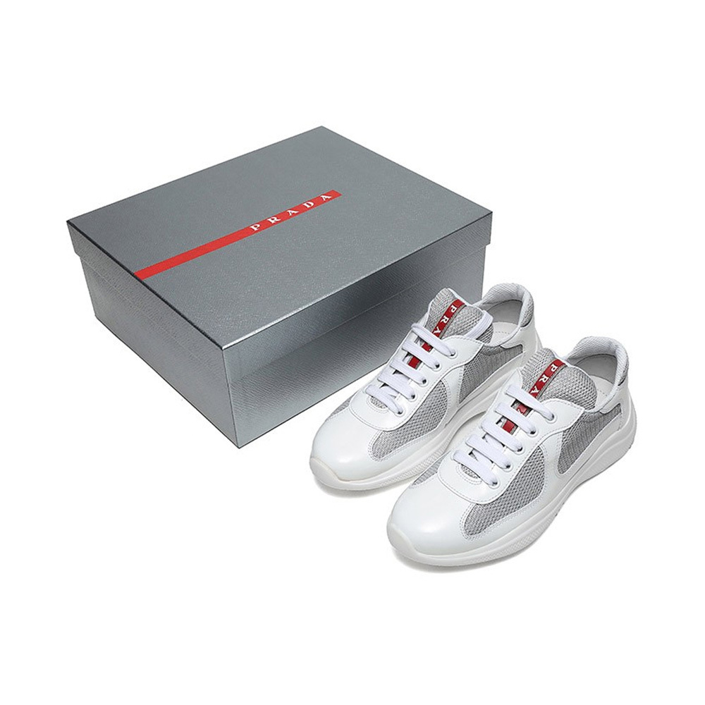 Prada Mesh Stitching Leisure Sports Shoes In White