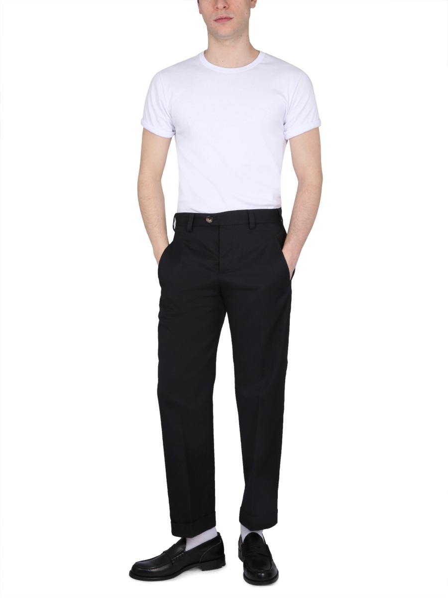 Pt Torino Pressed-crease Straight-leg Trousers In Black