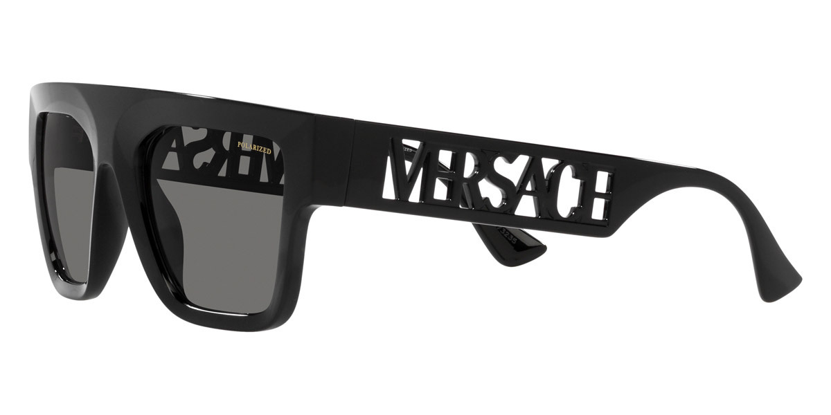 Versace Logo-embossed Square-frame Sunglasses In Gray