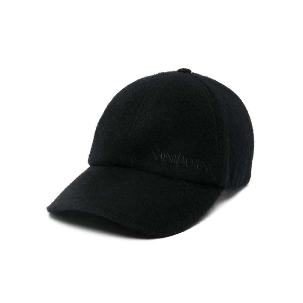 Saint Laurent Linen-blend Baseball Cap In Black