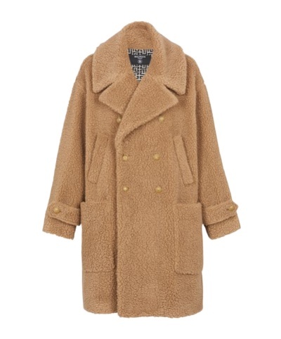 Shop Balmain Double-breasted Coat In Brown