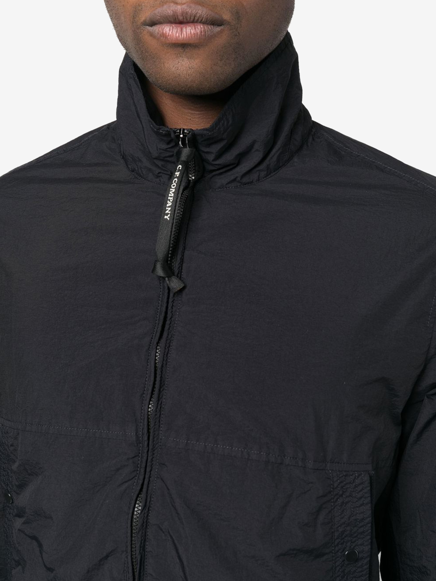 C.p. Company Logo-patch Funnel Neck Jacket In Black