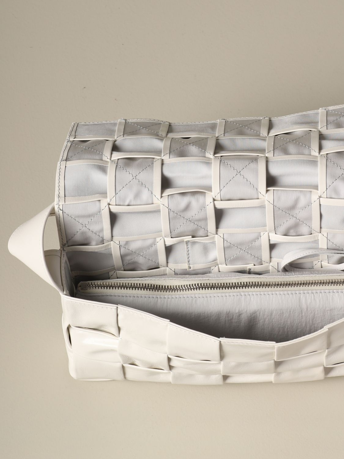 Bottega Veneta Intrecciato Crossbody Bag In White