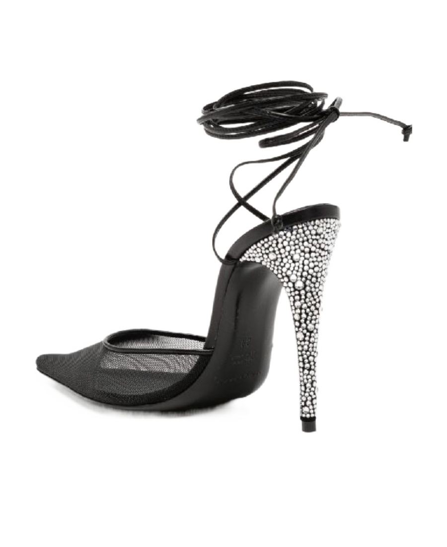 Magda Butrym Embellished Mesh And Leather Pumps In Black